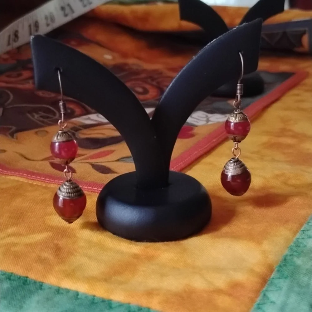 Hand Crafted Vintage Tibetan Beaded Earrings - Picture 3 of 4